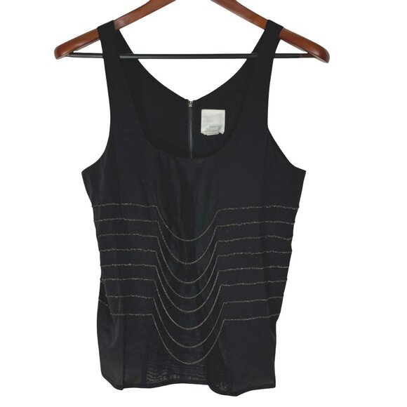 Line & Dot Womens S Black Sleeveless Embellished Top Polyester - Picture 1 of 6